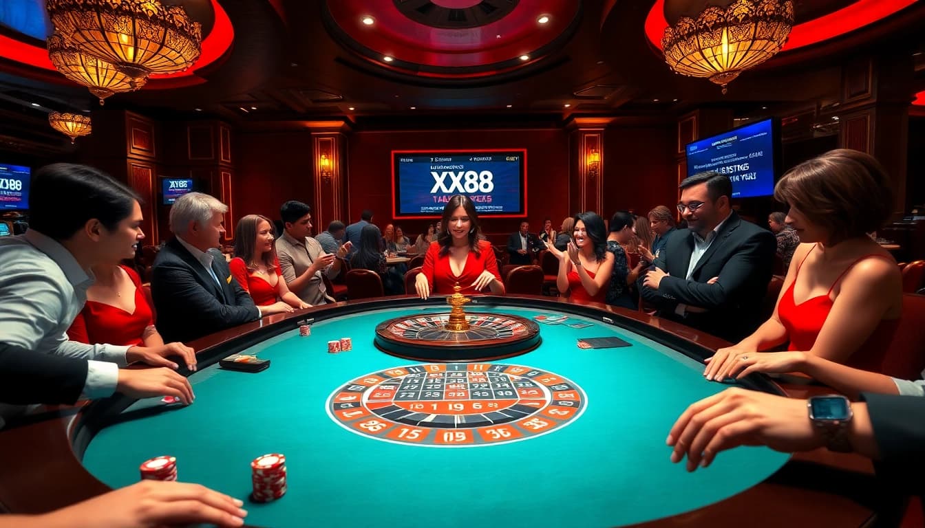 Experience the thrill of gambling at XX88 with an exciting roulette scene.