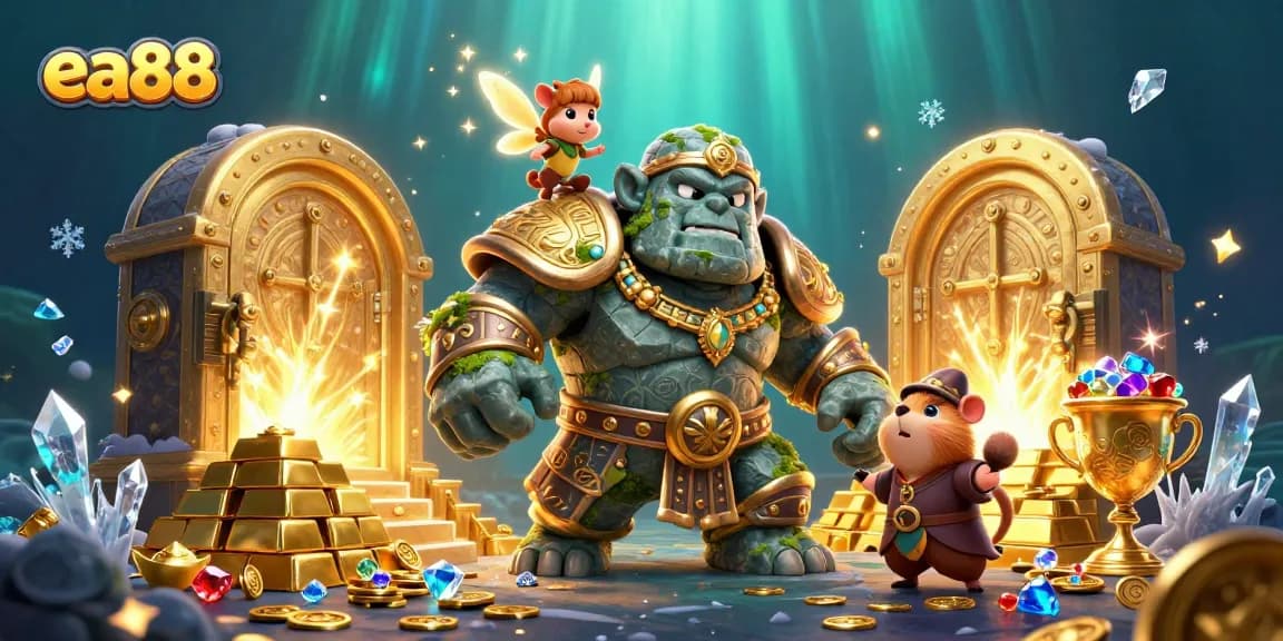ea88 players experience thrilling magic and treasure in a dynamic casino setting filled with gold