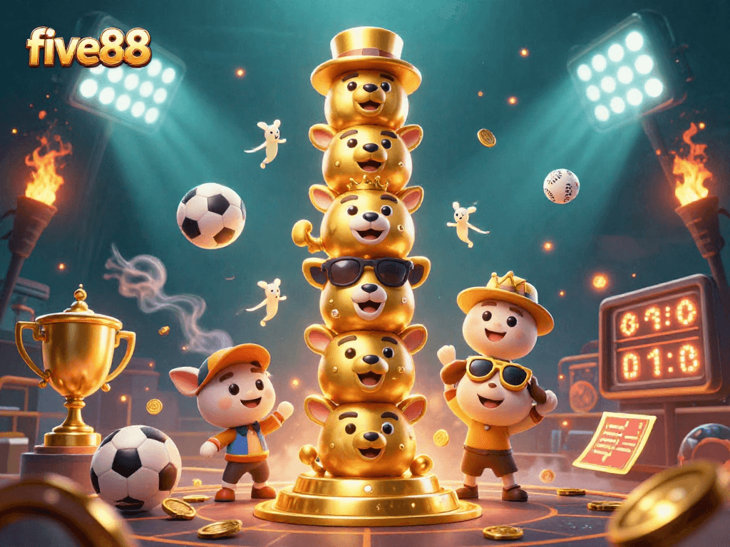 Experience the excitement of five88 with vibrant gaming elements and dynamic action in a captivating casino scene.