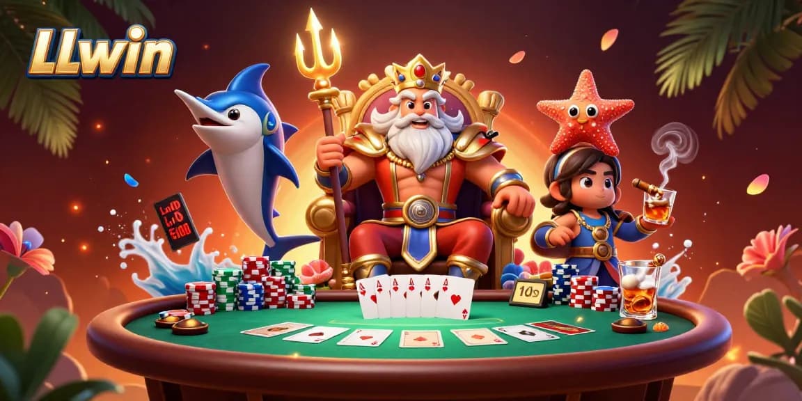 Engage in LLwin's vibrant poker scene with Neptune and unique casino elements.