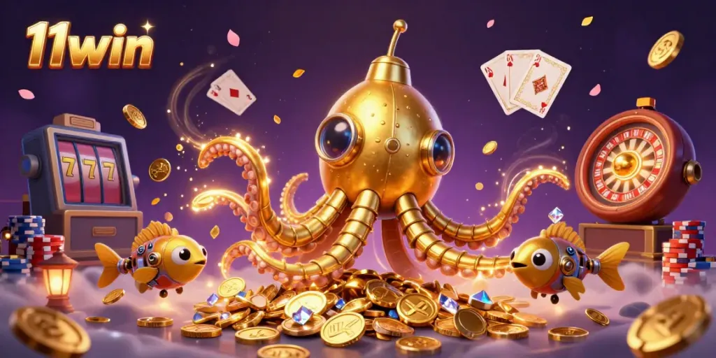Experience the thrill of winning at 11win with dynamic scenes of excitement in a golden treasure realm.