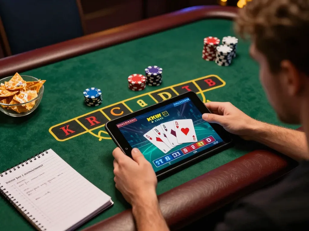 Engaging in live dealer gameplay using KKWIN LINK for strategic betting.