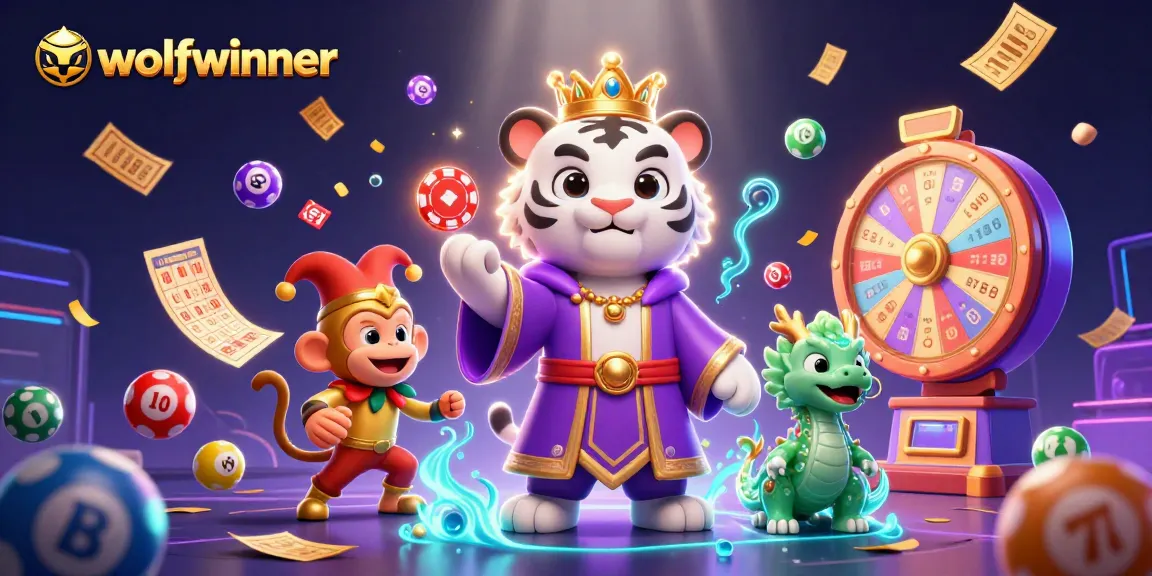 wolfwinner brings luck with a vibrant casino scene featuring a regal tiger, monkey, and dragon
