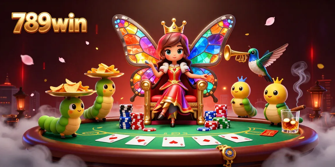 Engage in thrilling gameplay with 789win at this colorful casino scene featuring poker elements.