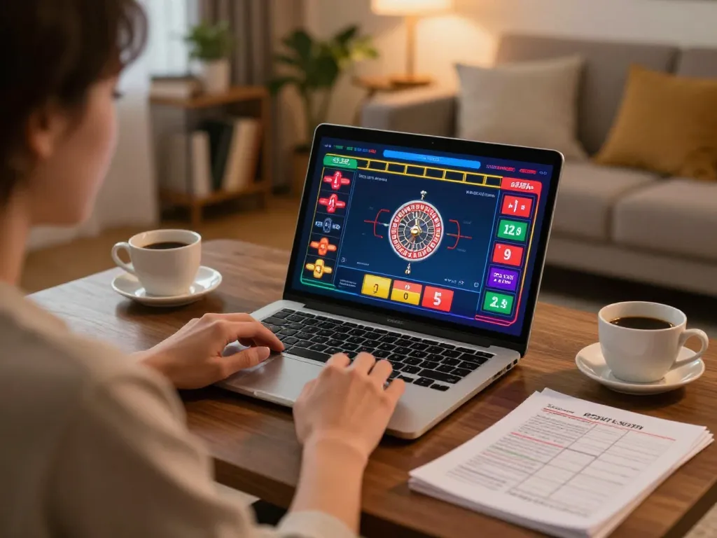 Engaging online player leveraging F8bet's live dealer roulette for strategic betting.