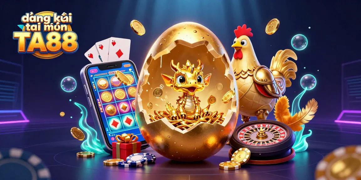 Engage in đăng ký tài khoản TA88 with a vibrant, detailed illustration showcasing a golden dragon and gaming elements.