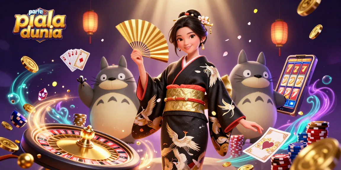 Experience thrilling parlay piala dunia betting with vibrant 3D characters and casino elements.