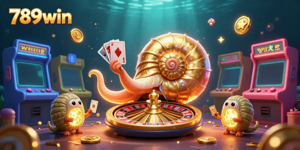 Experience the excitement of 789win with a 3D nautilus roulette wheel and casino elements
