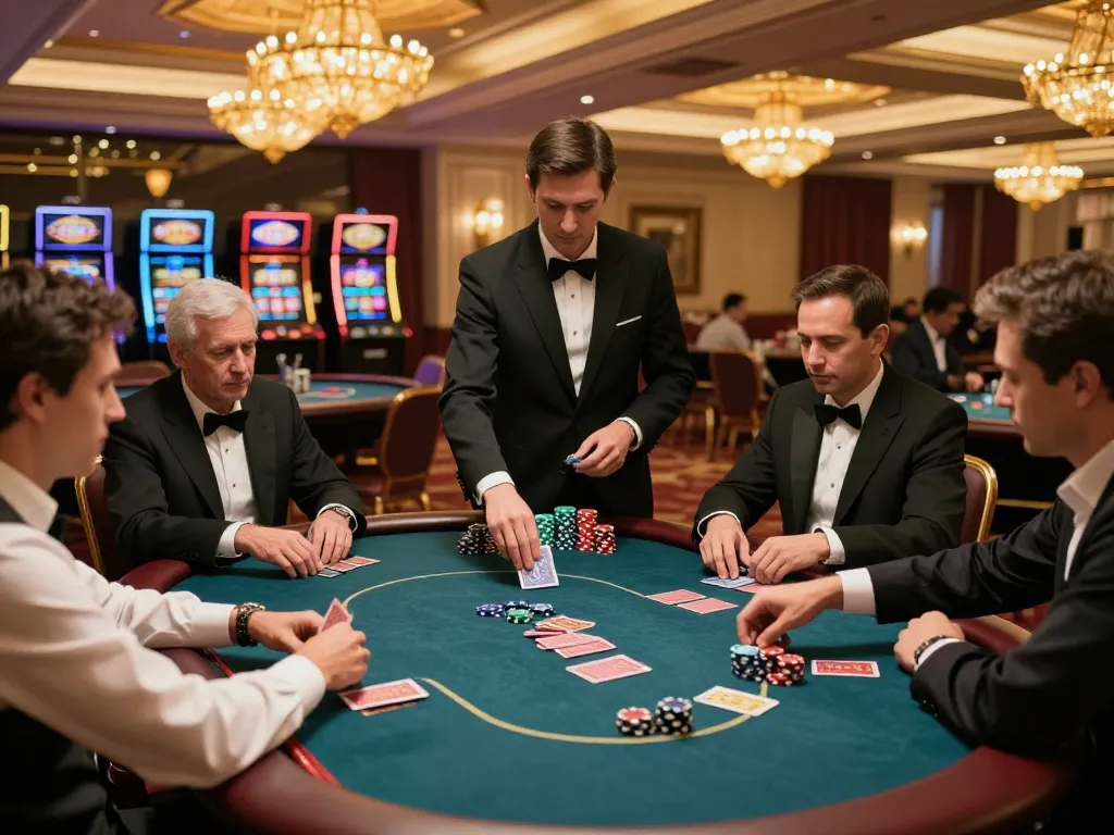 Players engaging in an intense poker game at sin88.expert casino, highlighting strategic gameplay.