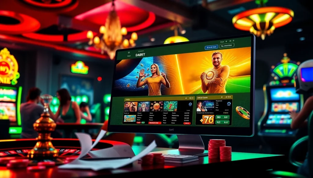 Visualize players enjoying high-stakes gaming at DABET, the premier online betting site https://dabet.codes/ featuring roulette, cards, and excitement.