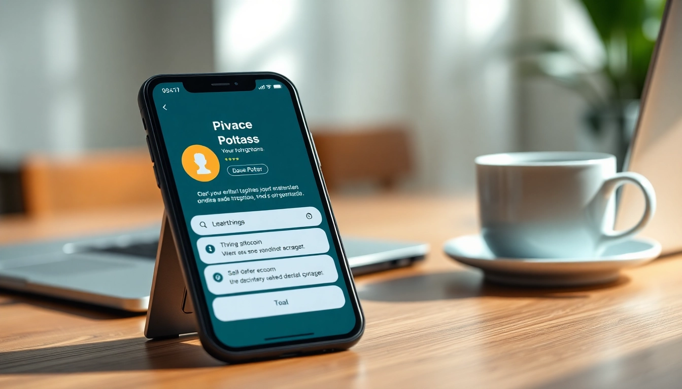 Smartphone showcasing the Potato app's privacy features in a secure workspace.