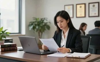 Professional lawyer consulting client in modern office, click here now for legal insights