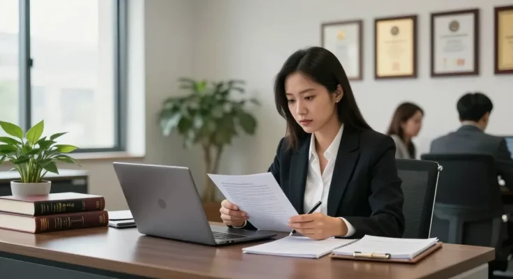 Professional lawyer consulting client in modern office, click here now for legal insights
