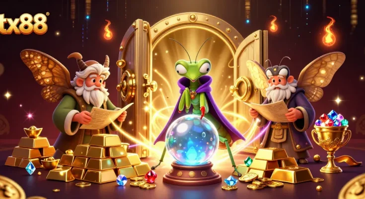 Win big at tx88 with vibrant 3D casino characters and a treasure-filled backdrop.